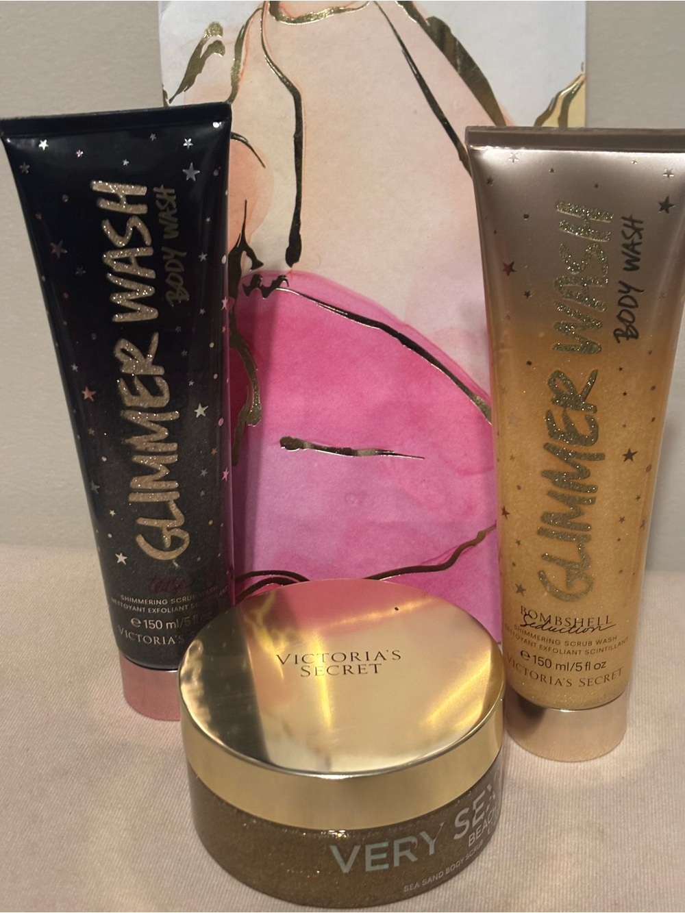 Victoria's Secret Very Sexy Body Scrubs/ Wash with Glitter Beach Tease Bombshell
